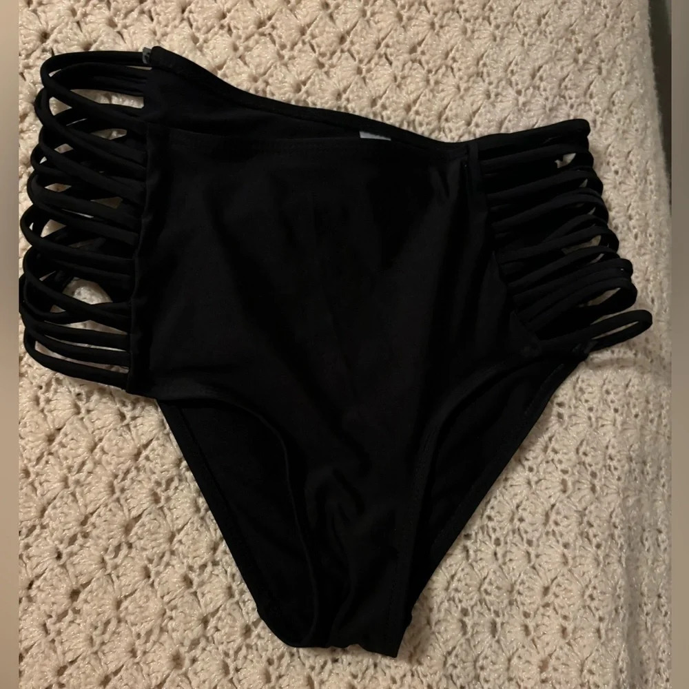 High Waisted Black Bikini Bottom - Picture 3 of 10